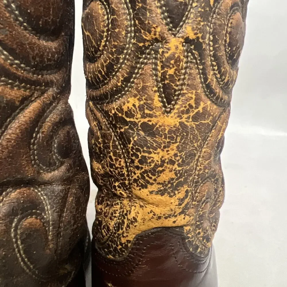 Vintage Wrangler Cowboy Western Boots Men’s 9 EE Brown Distressed 5115
